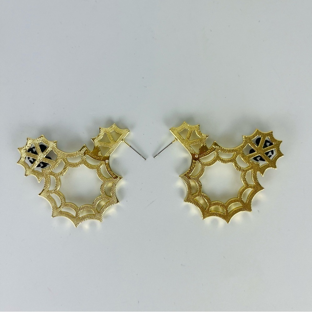 Disney X Baublebar Halloween Mickey Ears Cobweb Spider Glow In Dark Earrings NIB - Picture 3 of 3